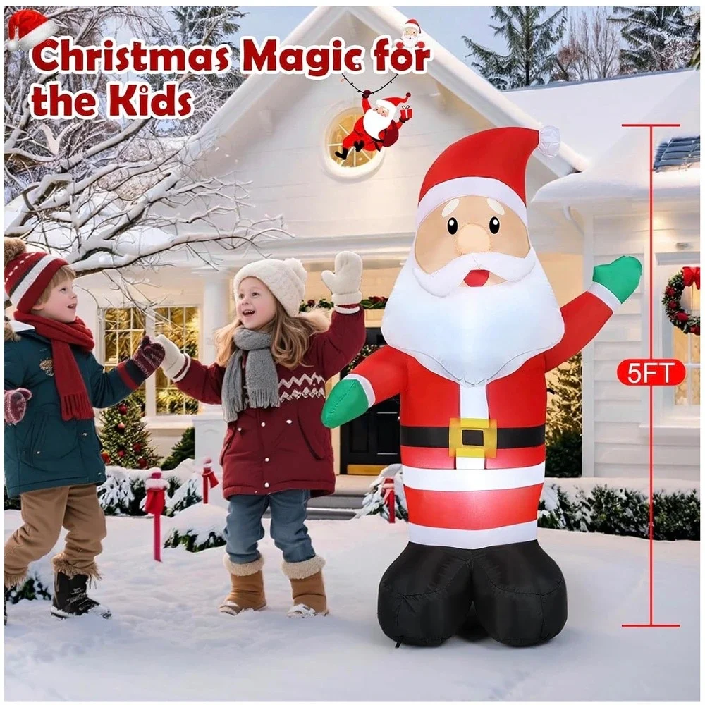New Santa Claus Inflatable Yard Decor 5FT Red Excellence Self-Inflating
